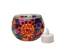 wpdash DIY Turkish Mosaic Candle Holder Kit Easy Colorful Round Night Light Glass Decorative Tea Light for Living Room and Bedroom