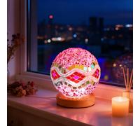 wpdash Turkish Mosaic Table Lamp Vintage Stained Glass Lamps Dimmable Decorative Lights for Valentine's Day Atmospheric Decor Lighting KTV/Bar Exotic Decoration (Baroque B - Pink, Baroque)
