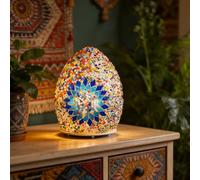 wpdash Vintage Egg-Shape Table Lamp 5V USB Power Dimmable Bohemia Night Light Colored Glass Lamp with 360 °Rotating Base for Yoga Room Holiday Gathering National Style Studio Decoration