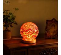 wpdash Vintage Turkish Night Lights Mosaic Glass Table Lamp USB Power Dimmable Ambient Lighting Bedside Sleep Light Study/Home Office Decoration Unique Gift Idea(Baroque B - Orange, Baroque)