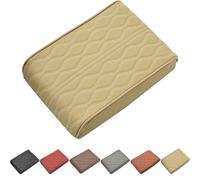 WPDUIODF Car Armrest Cover, Auto Leather Waterproof,Upgrade Universal Style Memory Cotton Car Armrest Box Pad,Cushion Protector For Center Console(Beige)