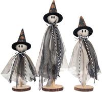 WPDUIODF Halloween Decorations Indoor, 3pcs Primitive Halloween On Wooden Stand,Vintage & Festive Party Decor,Table Decor Table Centerpieces, Kitchen Indoor Decorations Gifts(A)