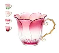 WPDUIODF Handcrafted Petal Cup with Vine Handle, Elegant Bloom-Shaped Ceramic & Glass Tea Cup, Handmade Gift,for Daily Use and Thoughtful Gift for Women(E)