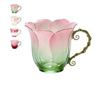 WPDUIODF Handcrafted Petal Cup with Vine Handle, Elegant Bloom-Shaped Ceramic & Glass Tea Cup, Handmade Gift,for Daily Use and Thoughtful Gift for Women(D)