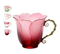 WPDUIODF Handcrafted Petal Cup with Vine Handle, Elegant Bloom-Shaped Ceramic & Glass Tea Cup, Handmade Gift,for Daily Use and Thoughtful Gift for Women(C)