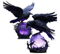 WPDUIODF “Raven’s Moonlight” Gothic LED Lamp - Mysterious Crow On Glowing Orb Sculpture, With Violet Light, Adjustable Brightness,Unique Gift For Collectors, Halloween Enthusiasts(Mix-2pcs)