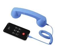 WPDUIODF Retro Phone Handset, Landline Handle Receiver,for IPhone & Android, Type-C Cell Phone Receiver For Cell Mobile Video Conferences,Calls(Blue,3.5mm)