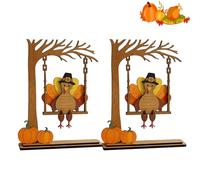 WPDUIODF Swingin' Thanksgiving Turkey Decor, Fall Winter Indoor Thankful Wooden Sign Centerpieces, Hand-Painted Wooden Wreath,for Home Or Office(2pc)