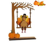 WPDUIODF Swingin' Thanksgiving Turkey Decor, Fall Winter Indoor Thankful Wooden Sign Centerpieces, Hand-Painted Wooden Wreath,for Home Or Office(1pc)