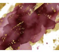 WPE® Abstract Claret & Gold Watercolour Wall Mural - Luxury Metallic Effect Wallpaper - Modern Feature Wall for Living Room, Bedroom 300 x 240cm - 6 Panel - Paste The Wall - 960395