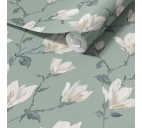 WPE® Arhouse Lily Floral Sage Wallpaper - Traditional Paste-The-Paper Wallpaper Roll - Vintage Botanical Wall Covering for Bedroom, Living Room, Accent Wall - Smooth Paper Finish