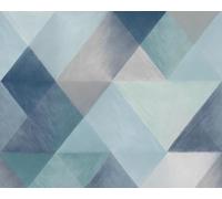 WPE® Blue Geometric Abstract Wall Mural - Modern Scandinavian Triangle Pattern Wallpaper - Contemporary Feature Wall - 300 x 240cm - 6 Panel - Paste The Wall - 50641