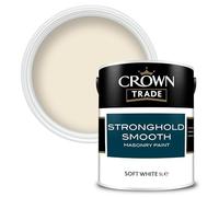 WPE® Crown Trade Stronghold Smooth Masonry Paint Soft White 5L | Exterior Matt Masonry Paint for Brick, Render & Concrete