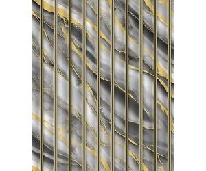 WPE® Heavyweight Fluted Marble Effect Metallic Vinyl Wallpaper 3D Wall Panel Design Charcoal Black Grey with Gold Veins, Textured Washable Wallcovering for Living Room, Bedroom, Feature Walls SL1156