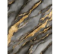 WPE® Heavyweight Vinyl Wallpaper - Breccia Marble Design in Charcoal & Grey with Gold Veins, Textured Luxury Finish, Washable for Feature Walls, Living Room, Bedroom - Easy to Hang Roll 62511