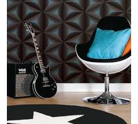 WPE® Into The Future 3D Geometric Blue Black Vinyl Wallpaper - Modern Futuristic Wall Covering, Smooth Vinyl, Washable, 9.5m x 53cm Roll - HM11-1102