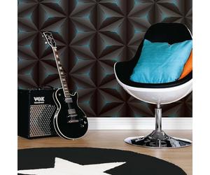 WPE® Into The Future 3D Geometric Blue Black Vinyl Wallpaper - Modern Futuristic Wall Covering, Smooth Vinyl, Washable, 9.5m x 53cm Roll - HM11-1102
