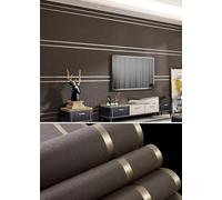 WPE® Luxury Bold Brown & Gold Stripe Wallpaper - Rich Textured Finish - 28017 - Hang Vertical or Horizontal, Washable & Easy to Apply - 9.5m x 53cm