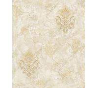 WPE® Luxury Vinyl Cream/gold Textured Damask Wallpaper 62545
