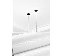 WPE® Pearl White Geometric Wallpaper - Textured Shimmer Vinyl, Non-Woven, Paste The Wall - Modern Design for Walls & Ceilings, Easy DIY Application - 9.5m x 53cm Roll by-A7