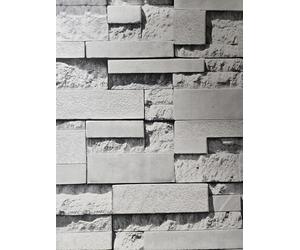 WPE® Realistic Grey White 3D Slate Stone Brick Effect Smooth Vinyl Wallpaper - Faux Stone Wall Covering, Paste The Wall, Washable, 9.5m x 53cm Roll - HM12-1304