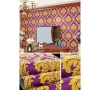 WPE® Royal Purple & Gold Textured Damask Wallpaper - Luxury Baroque Design - Paste The Wall - Washable & Easy to Hang - 9.5m x 0.53m Roll 70-708