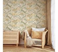 WPE® Vasari Sofia Tropical Leaf Sage & Cream Heavyweight Vinyl Wallpaper - Botanical Leaf Wallpaper for Living Room, Bedroom & Hallway - Paste the Paper - 400617