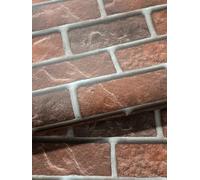 WPE® Vintage Rustic Red Brick Smooth Vinyl Wallpaper - Faux Brick Effect Wall Covering, Paste The Wall, Washable, Industrial Feature Wall Décor - 9.5m x 53cm (571401)