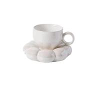 wpenshiDM125 Coffee Mug Ceramic Coffee Mugs Nordic Creative Cup with Saucer Milk Tea Cup with Tray Birthday Christmas Tabletop Decoration Saucer Set(White)