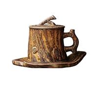 wpenshiDM125 Coffee Mug Hand Made Rough Pottery Imitation Texture Cup Personalized Hand Made Coffee Cup Creative Retro Mug Saucer Set