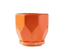 wpenshiDM125 Plant Flower Pots Ceramic Flower Pots Ceramic Large with Tray Simple Household Creative Green Succulent Flower Pots Ceramic Planter (Orange,Large)