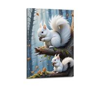 WPHSFX Animal Poster Forest Squirrels' Joyful Moment Poster Decorative Painting Canvas Wall Posters And Art Picture Print Modern Family Bedroom Decor Posters 20x30inch(50x75cm)