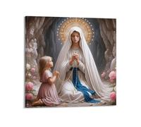 WPHSFX Jesus Christ Poster Virgin Mary And Little Girl Poster Decorative Painting Canvas Wall Posters And Art Picture Print Modern Family Bedroom Decor Posters 12x12inch(30x30cm)