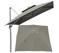 WPJBDS 10x10ft/3x3m Patio Umbrella Replacement Canopy Square Cantilever Umbrella Replacement Cover 2-Tier Top Cover Outdoor Market Patio Umbrella Canopy Cover(Color:Cement gray)