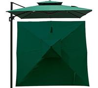 WPJBDS 10x10ft/3x3m Patio Umbrella Replacement Canopy Square Cantilever Umbrella Replacement Cover 2-Tier Top Cover Outdoor Market Patio Umbrella Canopy Cover(Color:Green)