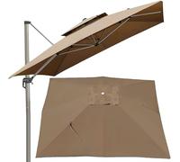 WPJBDS 10x10ft/3x3m Patio Umbrella Replacement Canopy Square Cantilever Umbrella Replacement Cover 2-Tier Top Cover Outdoor Market Patio Umbrella Canopy Cover(Color:Khaki)