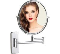 WPJBDS 8inch Wall Mounted Makeup Mirror,Wall Mounted Magnifying,Double Sided Vanity Makeup Mirror, 360° Swivel Extending Folding Bathroom Shaving Cosmetic Make Up Mirror(Size:1x/3x,Color:Chrome)
