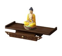 WPJBDS Buddha Altar Shelf, Wall-Mounted Buddha Cabinet Niche with Drawer, Buddha Statue Stand Shrine Altar Table, Bamboo Buddhist Offering Niche for Pooja and Incense Tribute,66cm/26inch