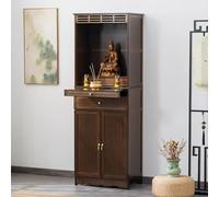 WPJBDS Open Altar Cabinet with Large Storage,Multifunctional Meditation Table Altar Table with Cabinet Door, Buddha Statue Storage Rack, Suitable for Temples and Homes,Red,50cm/19.7inch