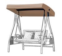 WPJBDS Replacement Canopy for Outdoor Swing, 2 3 Seater Bench Glider Swings Cover for Outdoor Garden Patio Yard Park Porch Seat Furniture, Waterproof Polyester Shade Fabric,Khaki,2 Seater: 153x124cm