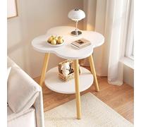 WPJBDS Small Side Table, 2-Tier Mid Century Modern Bedside Table,Coffee Tables End Table for Living Room, Nightstand for Small Spaces, MDF + Solid Wood,C,50x50x70cm