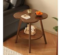 WPJBDS Small Side Table, 2-Tier Mid Century Modern Bedside Table,Coffee Tables End Table for Living Room, Nightstand for Small Spaces, MDF + Solid Wood,D,50x50x60cm