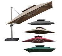 WPJBDS Square Patio Umbrella Replacement Canopy, 2 Tires Cantilever Offset Patio Umbrella Cover, Double Umbrella Replacement Top, for Market Garden Deck Pool Backyard,Gray,2.5x2.5m/8.2x8.2ft