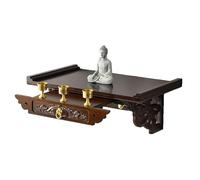 WPJBDS Wooden Buddha Shelf Statue Stand, Wall Mounted Hanging Table Pooja Stand, Buddha Altar Shelf, Chinese Fengshui Statue Display Shelf For Prayer Guan Gong Guanyin Buddha Statue,40cm/15.7inch