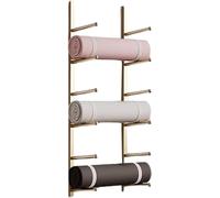 WPJBDS Yoga Mat Wall Storage Rack, 6 Layers 103cm/40.5inch Wall-Mounted Gym Organizer, Home Fitness Accessories Storage For Yoga Mats, Straps, Foam Roller(Color:Gold)