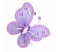 WPKD BLUEIY 24pcs Butterflies for Crafts,Mesh Wire Glitter Butterfly,Gauze Butterfly Decorations for DIY Hair Clips, Clothes and Hats Party Clothing Decoration(6cm,60g,Purple)