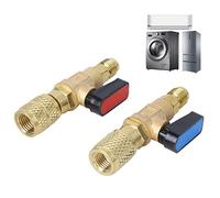 WPKD BLUEIY 2Pcs Air Conditioning Refrigerant Charging Valve Adapter,Refrigerant Charging Valve,1/4‘ Male to 1/4‘ Female,Brass ABS Fluorine Filling Control Valve for R22 R410A