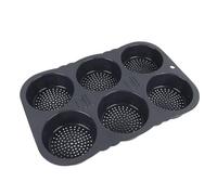 WPKD BLUEIY 6 Cavity Hamburger Bun Mould, Foldable Reusable Silicone Baking Mould, Heat Resistant -40℉ to +446℉, Ideal for Kitchen Bread Baking