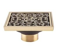 WPKD BLUEIY Floor Drain,Antique Brass Square Floor Drain,Waste Water Drain Strainer Cover,for Kitchen,Bathroom and Washroom(10x10cm,Antique Wisteria)