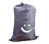 WPKD BLUEIY Laundry Bags with Drawstring,Travel Laundry Bags,Nylon Cylinder Shape Double Seam Storage Bag for Household Bedroom Travel Hotel(61x92cm,120g,Dark Grey Smiling Face)